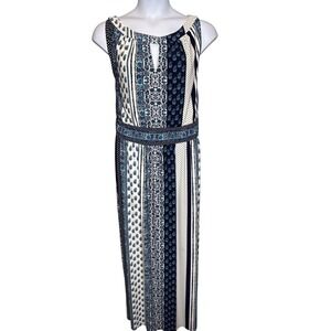 SUITE 7 Blue Mixed Print Sleeveless Maxi Dress 3X Boho-Chic Travel-Ready Flowy‎